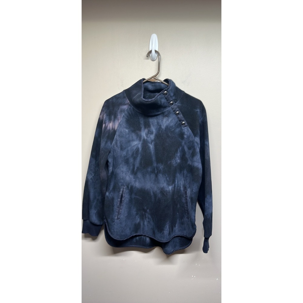 GreenTea Tie Dye Fleece Mock Neck Snap Pullover Sweatshirt Women‎ Size Medium